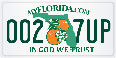 FL license plate 0027UP