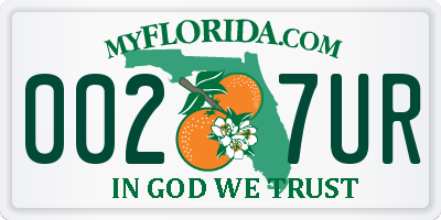FL license plate 0027UR