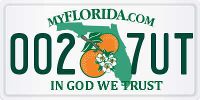 FL license plate 0027UT