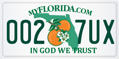 FL license plate 0027UX