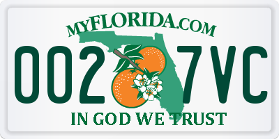 FL license plate 0027VC