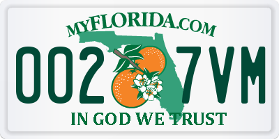 FL license plate 0027VM