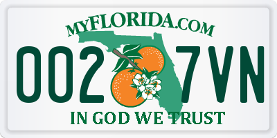 FL license plate 0027VN