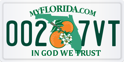 FL license plate 0027VT