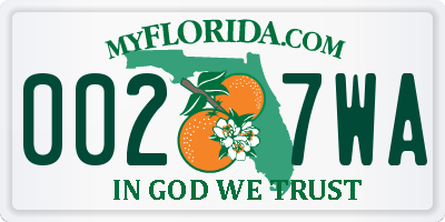 FL license plate 0027WA