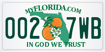 FL license plate 0027WB