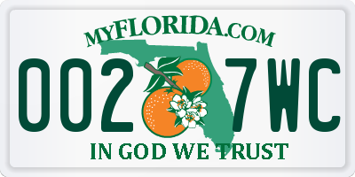 FL license plate 0027WC