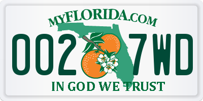 FL license plate 0027WD