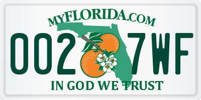 FL license plate 0027WF