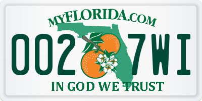 FL license plate 0027WI
