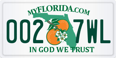 FL license plate 0027WL