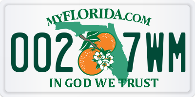 FL license plate 0027WM