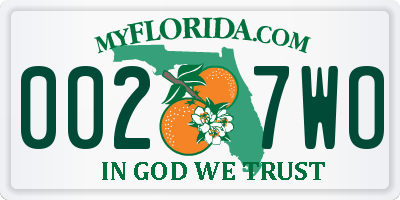 FL license plate 0027WO