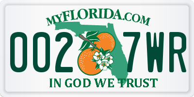 FL license plate 0027WR