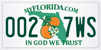 FL license plate 0027WS