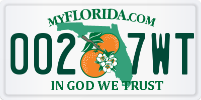 FL license plate 0027WT