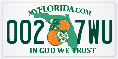 FL license plate 0027WU