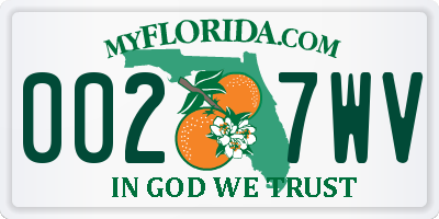 FL license plate 0027WV