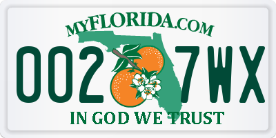 FL license plate 0027WX