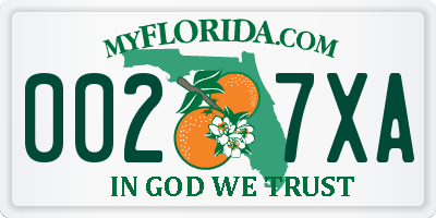 FL license plate 0027XA