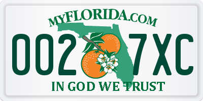 FL license plate 0027XC