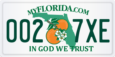 FL license plate 0027XE