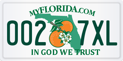 FL license plate 0027XL