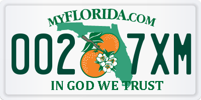 FL license plate 0027XM