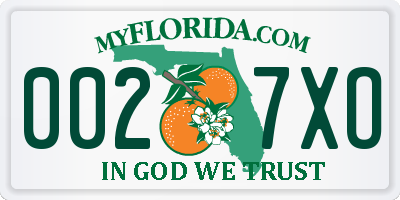 FL license plate 0027XO