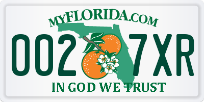 FL license plate 0027XR