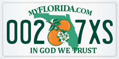 FL license plate 0027XS