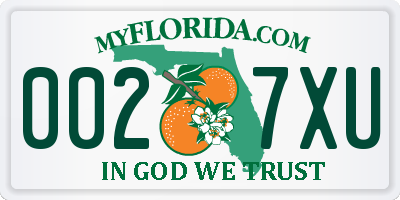 FL license plate 0027XU