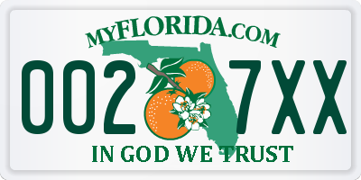 FL license plate 0027XX