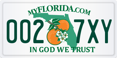 FL license plate 0027XY