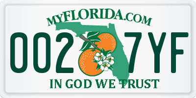 FL license plate 0027YF