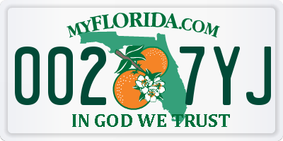 FL license plate 0027YJ