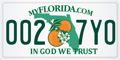 FL license plate 0027YO