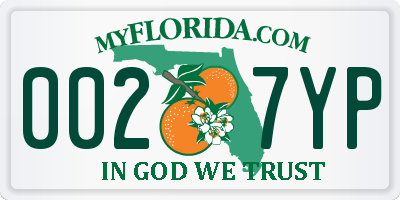 FL license plate 0027YP