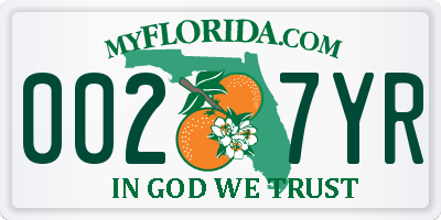 FL license plate 0027YR
