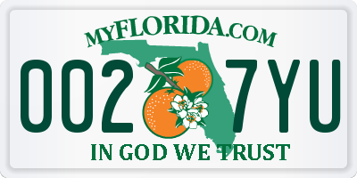 FL license plate 0027YU