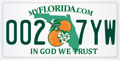 FL license plate 0027YW