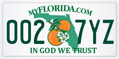 FL license plate 0027YZ