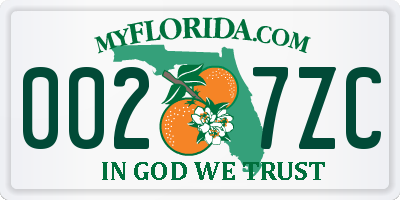 FL license plate 0027ZC