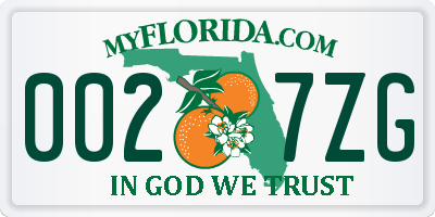 FL license plate 0027ZG