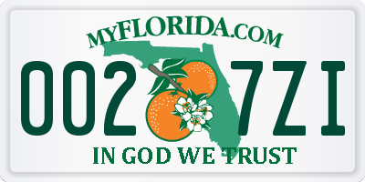 FL license plate 0027ZI