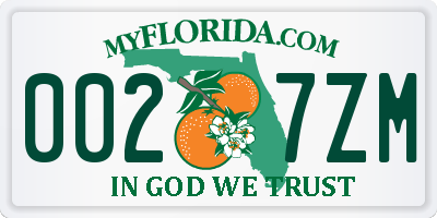 FL license plate 0027ZM