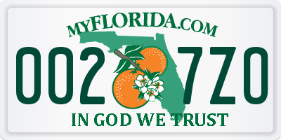 FL license plate 0027ZO