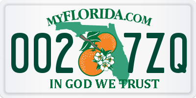 FL license plate 0027ZQ