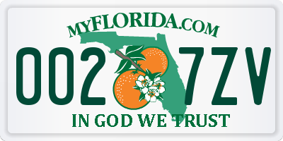 FL license plate 0027ZV
