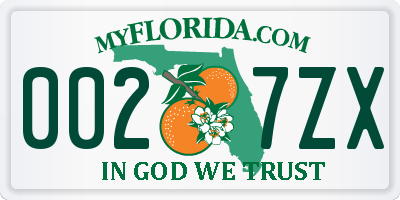 FL license plate 0027ZX